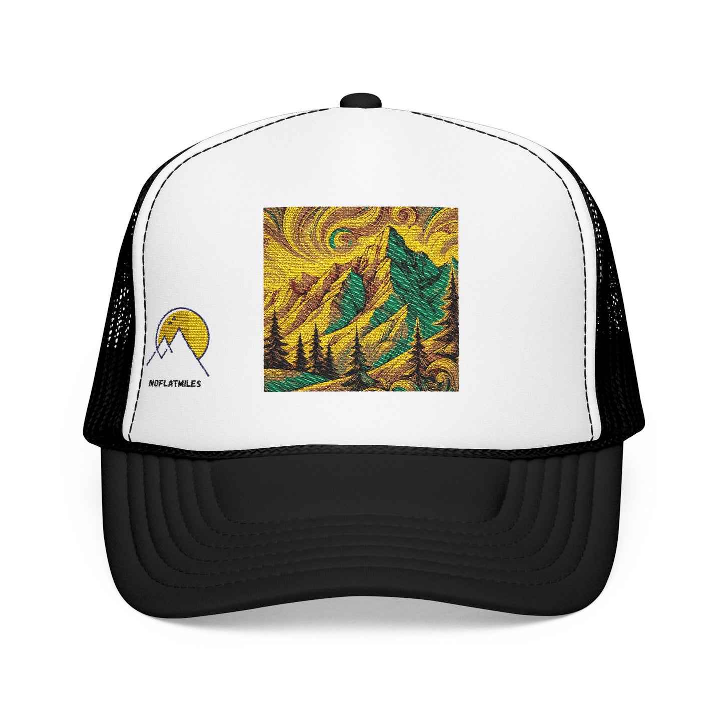 NOFLATMILES Whirlwind Peaks Trucker – Yupoong 6606 (Ridgeline Breeze)