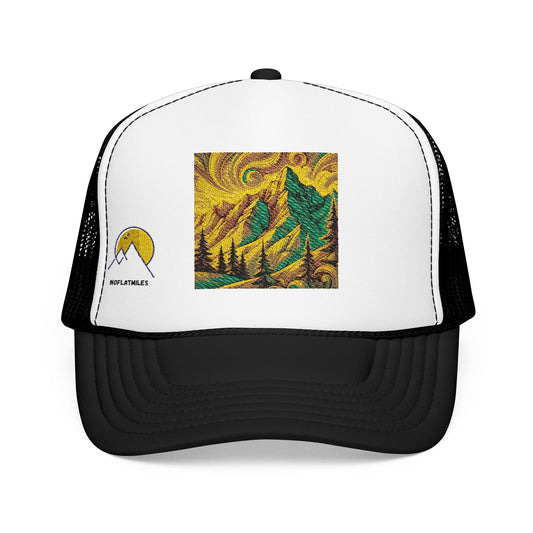 NOFLATMILES Whirlwind Peaks Trucker – Yupoong 6606 (Ridgeline Breeze)