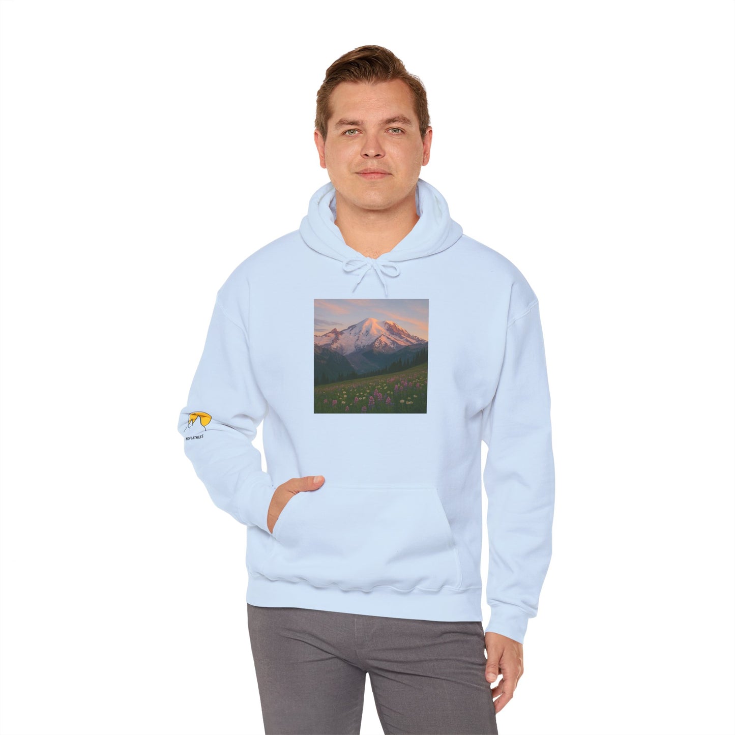 NOFLATMILES Rainier Bloom Hoodie – Gildan 18500 (Trailhead Cozy)