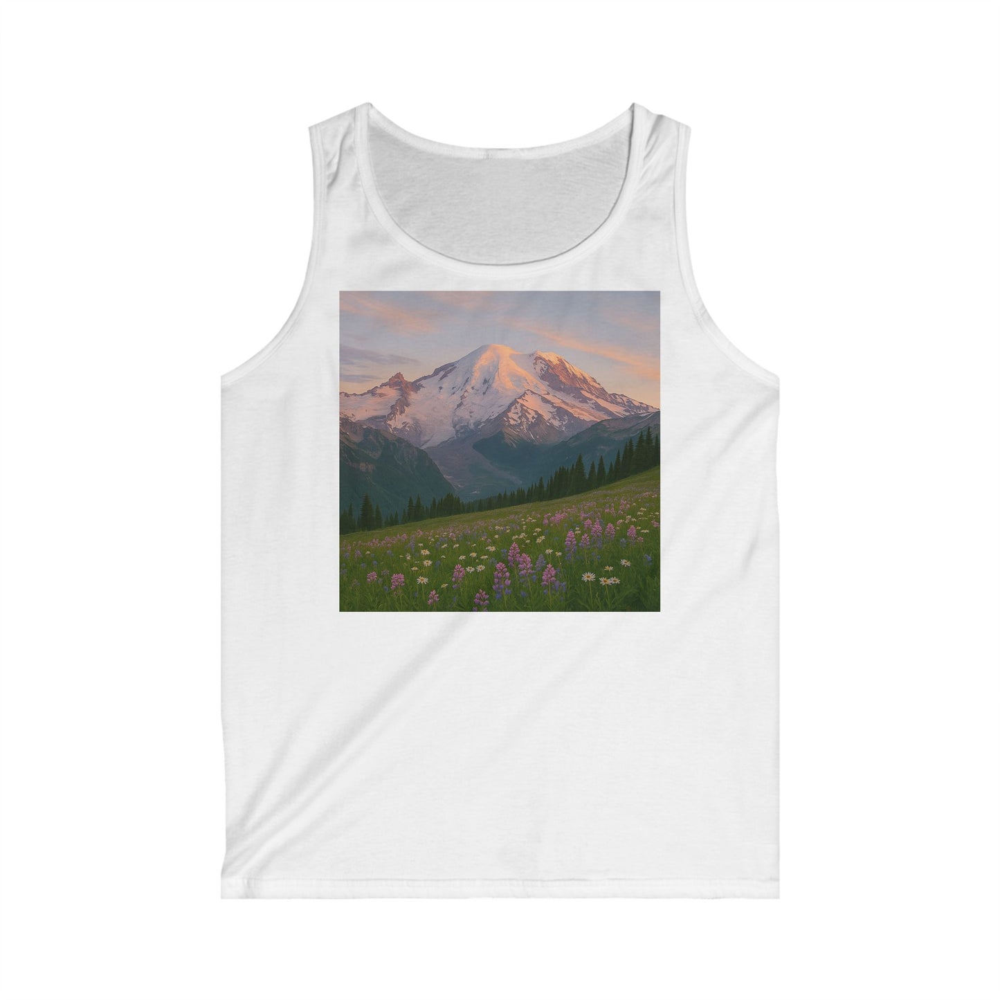 NOFLATMILES Rainier Bloom Men’s Tank – Softstyle (Summer Miles)