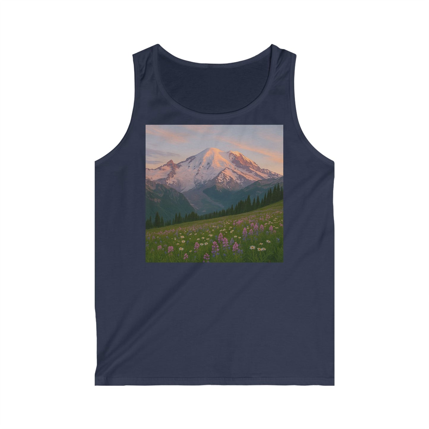 NOFLATMILES Rainier Bloom Men’s Tank – Softstyle (Summer Miles)