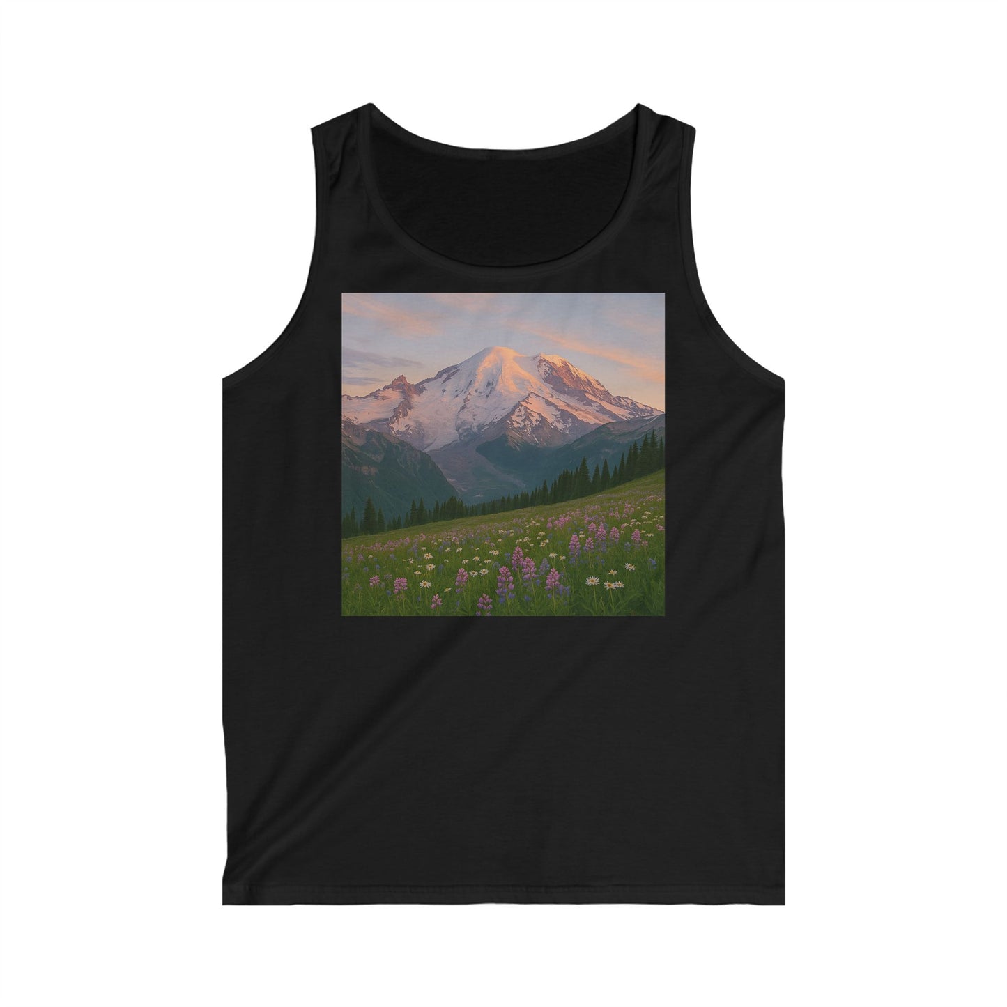 NOFLATMILES Rainier Bloom Men’s Tank – Softstyle (Summer Miles)
