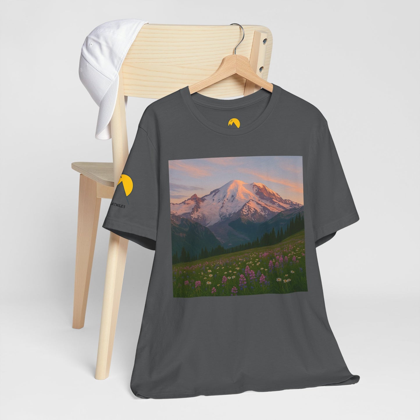 NOFLATMILES Rainier Bloom Tee – Bella+Canvas 3001 (Alpenglow Edition)