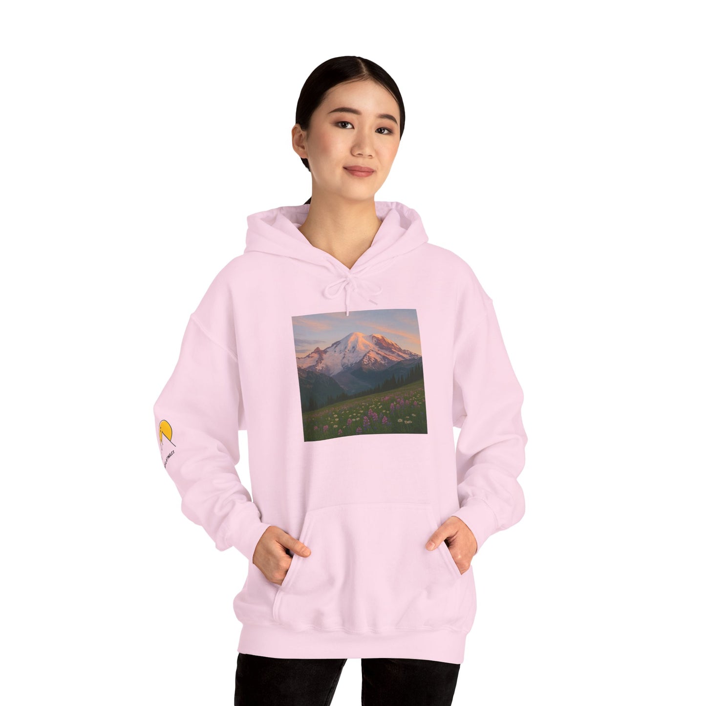 NOFLATMILES Rainier Bloom Hoodie – Gildan 18500 (Trailhead Cozy)