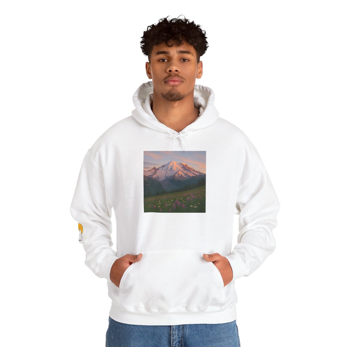 NOFLATMILES Rainier Bloom Hoodie – Gildan 18500 (Trailhead Cozy)