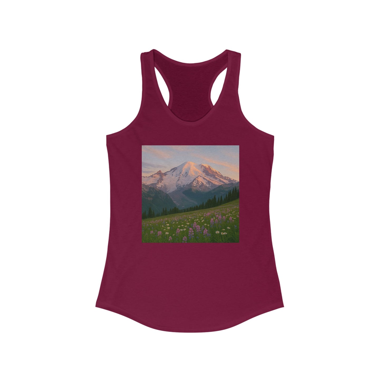 NOFLATMILES Rainier Bloom Women’s Racerback Tank (Summer Climb)