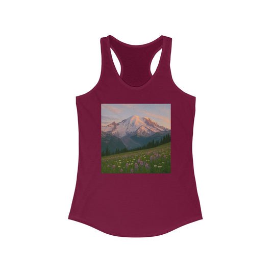 NOFLATMILES Rainier Bloom Women’s Racerback Tank (Summer Climb)