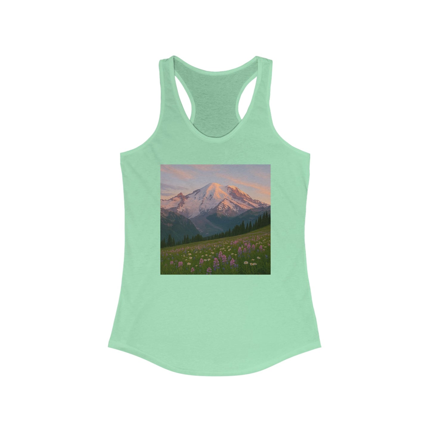 NOFLATMILES Rainier Bloom Women’s Racerback Tank (Summer Climb)