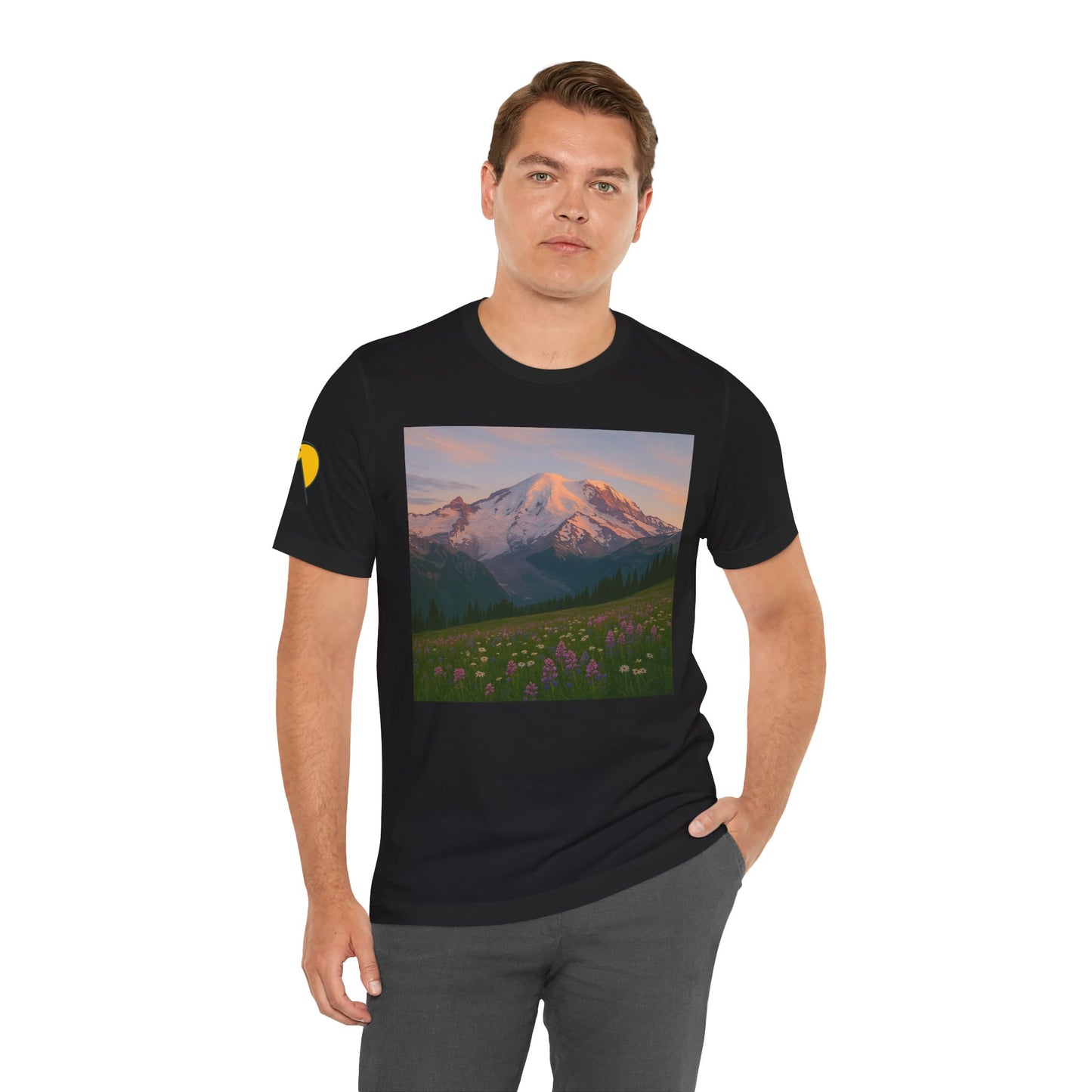 NOFLATMILES Rainier Bloom Tee – Bella+Canvas 3001 (Alpenglow Edition)