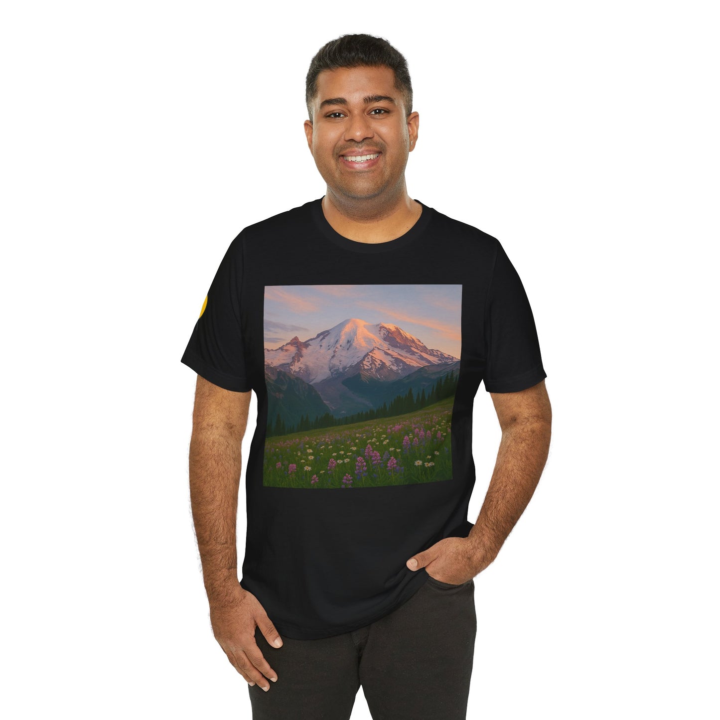NOFLATMILES Rainier Bloom Tee – Bella+Canvas 3001 (Alpenglow Edition)