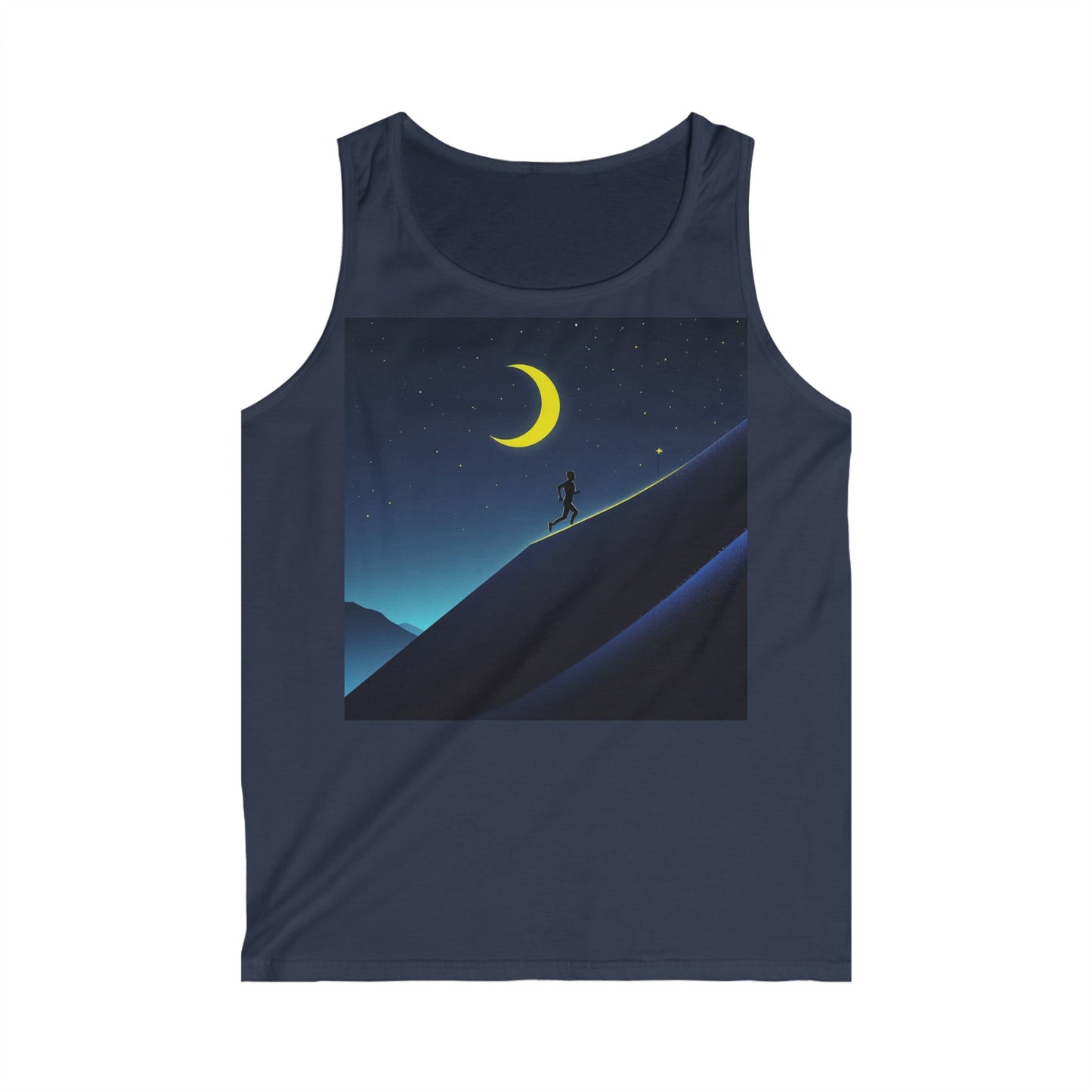 NOFLATMILES Night Shift Men’s Tank – Softstyle (After-Dark Heat)