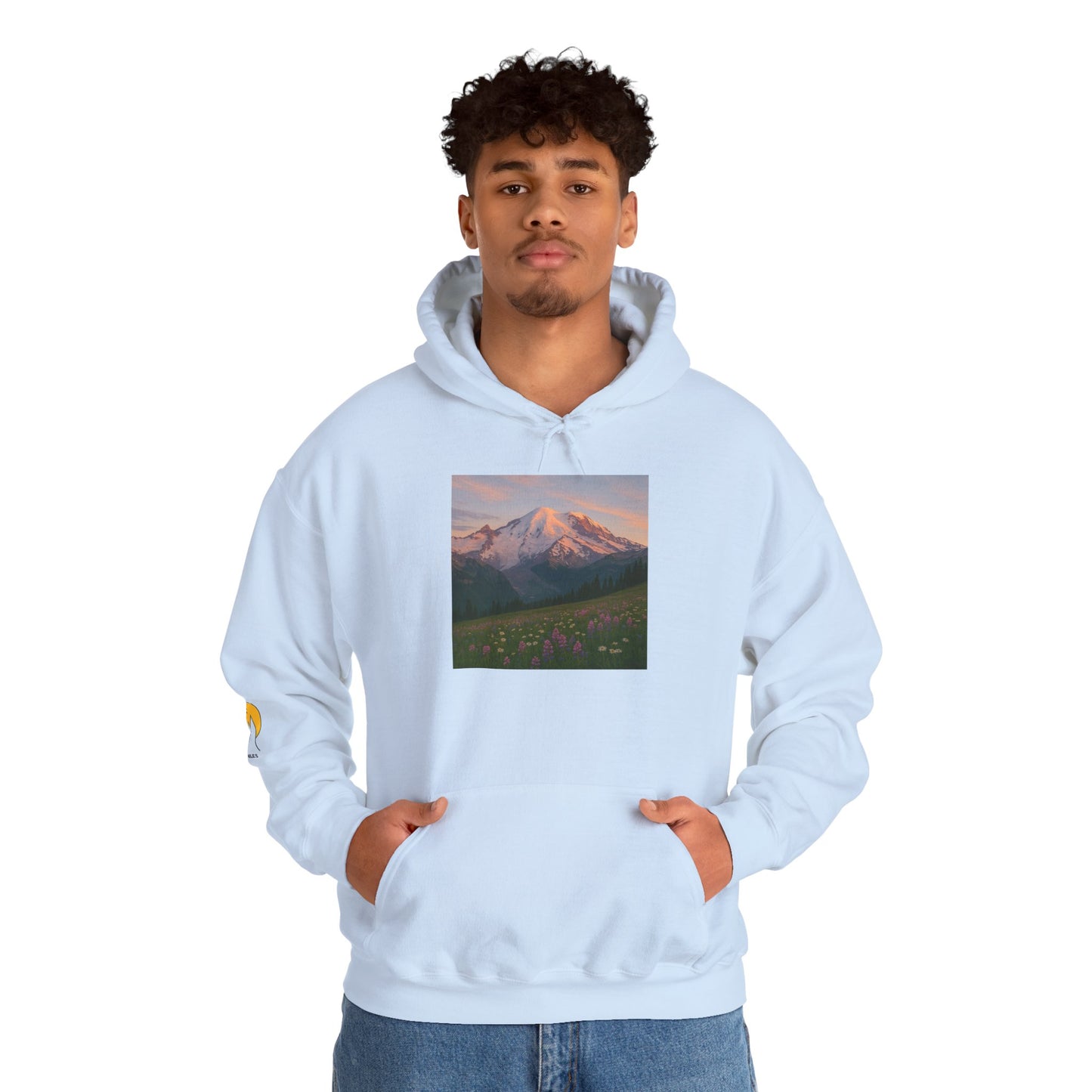 NOFLATMILES Rainier Bloom Hoodie – Gildan 18500 (Trailhead Cozy)