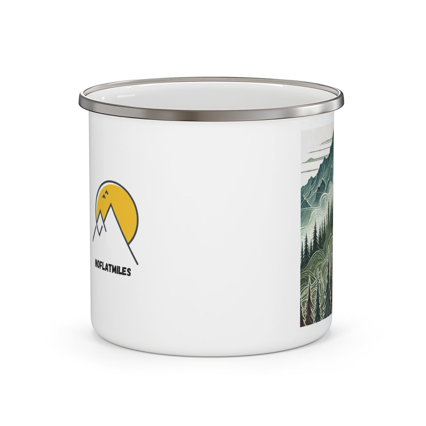 NOFLATMILES “Evergreen Flow” Enamel Camp Mug 12oz