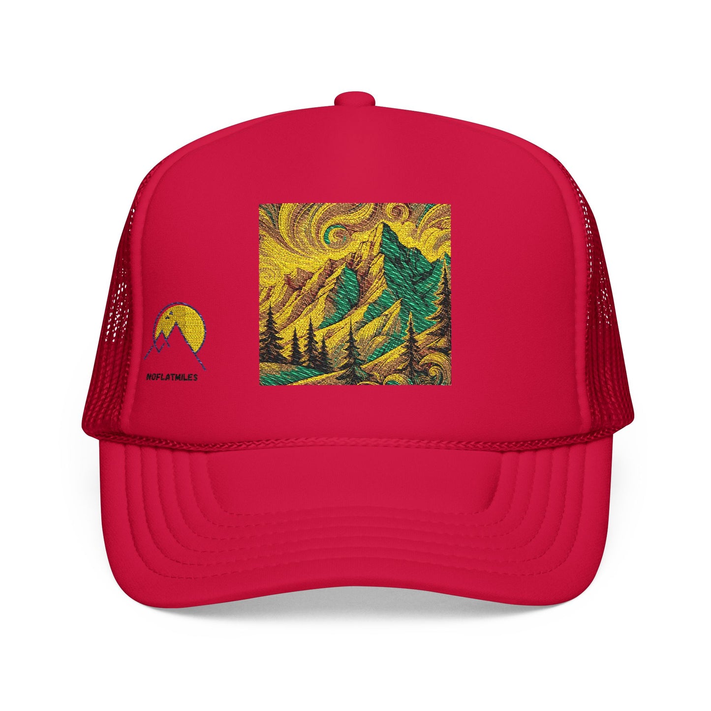 NOFLATMILES Whirlwind Peaks Trucker – Yupoong 6606 (Ridgeline Breeze)