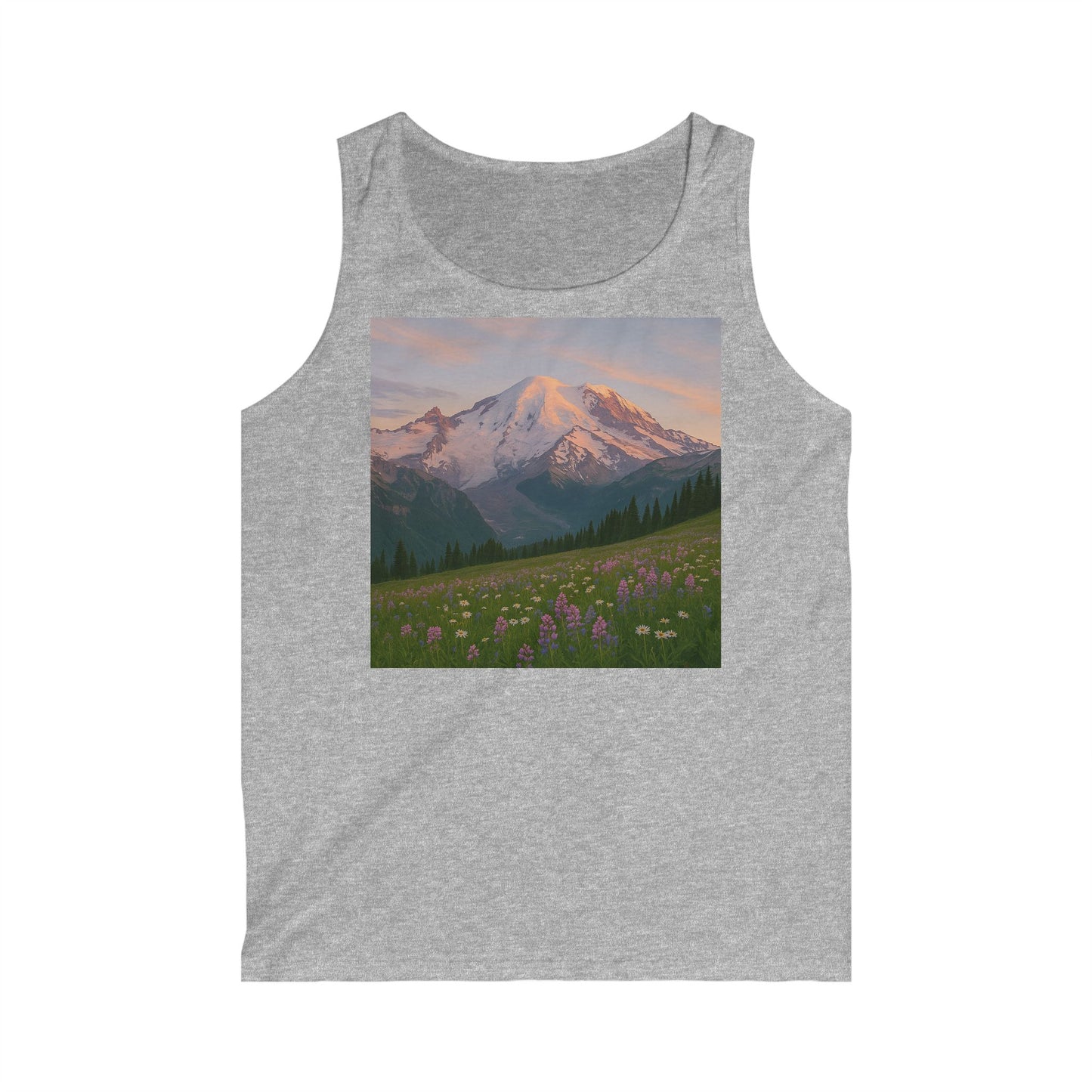 NOFLATMILES Rainier Bloom Men’s Tank – Softstyle (Summer Miles)