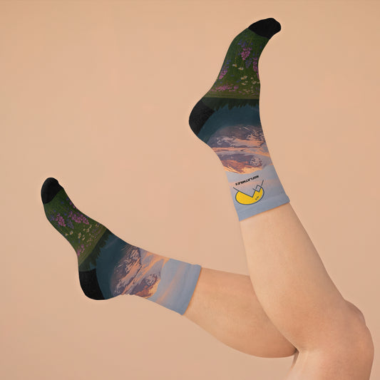 NOFLATMILES Rainier Bloom Recycled Poly Crew Socks (Portable Dawn)