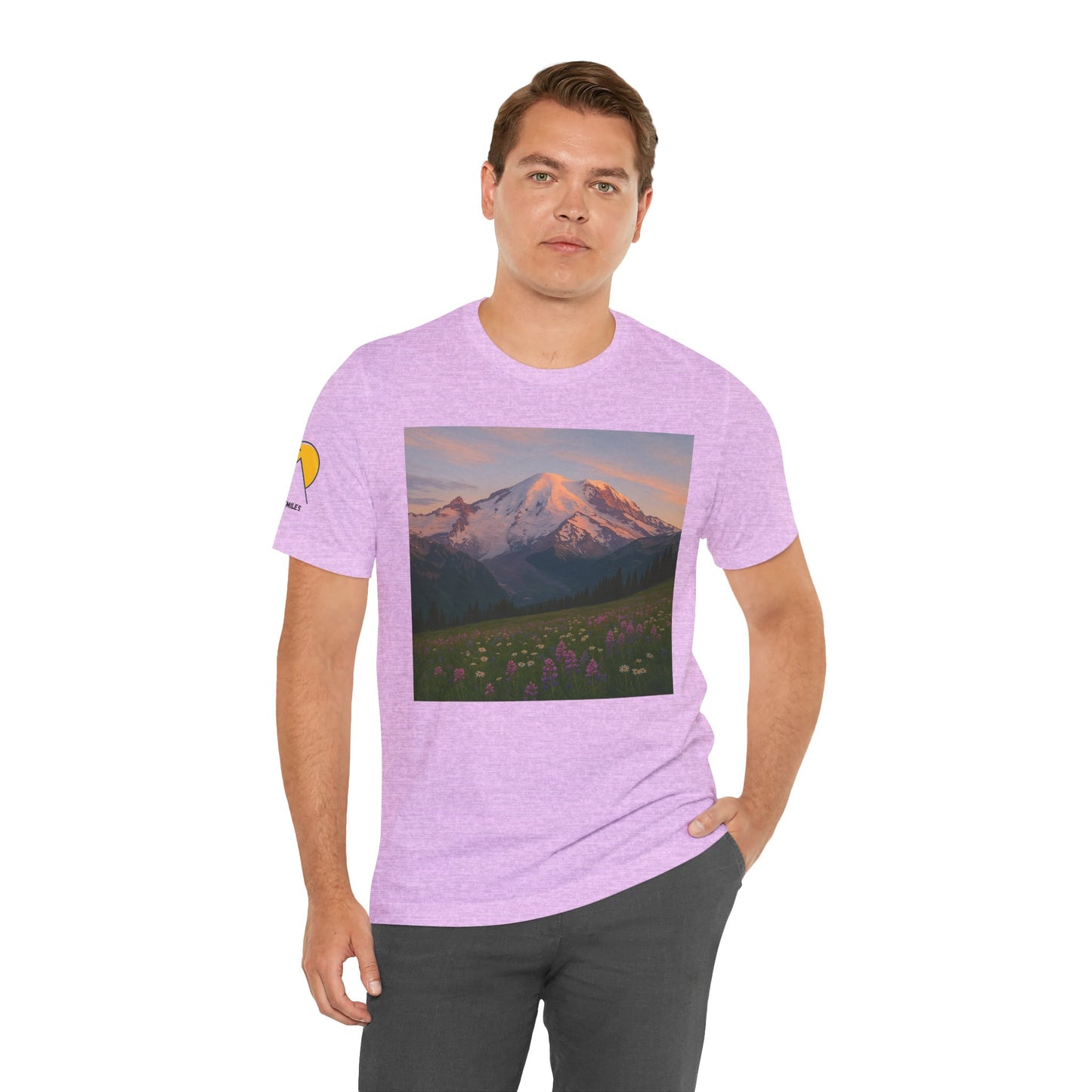 NOFLATMILES Rainier Bloom Tee – Bella+Canvas 3001 (Alpenglow Edition)