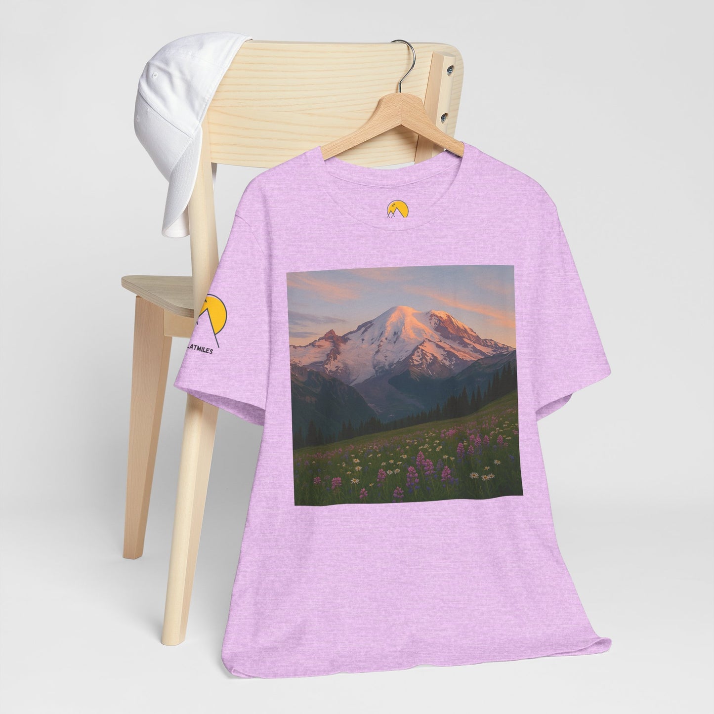 NOFLATMILES Rainier Bloom Tee – Bella+Canvas 3001 (Alpenglow Edition)