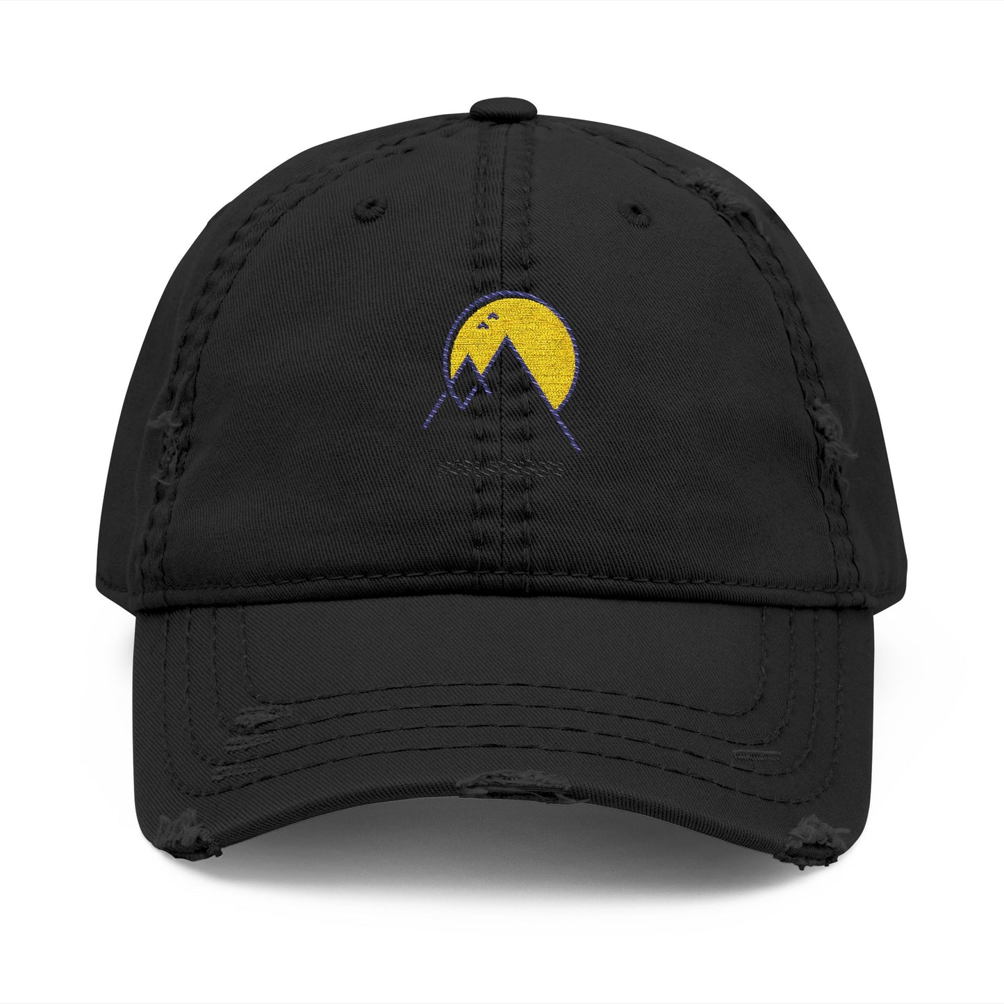 Distressed Dad Hat with Mountain Embroidery | Casual Style Cap for Outdoor Adventures, Perfect Gift for Dads, Summer & Vacation