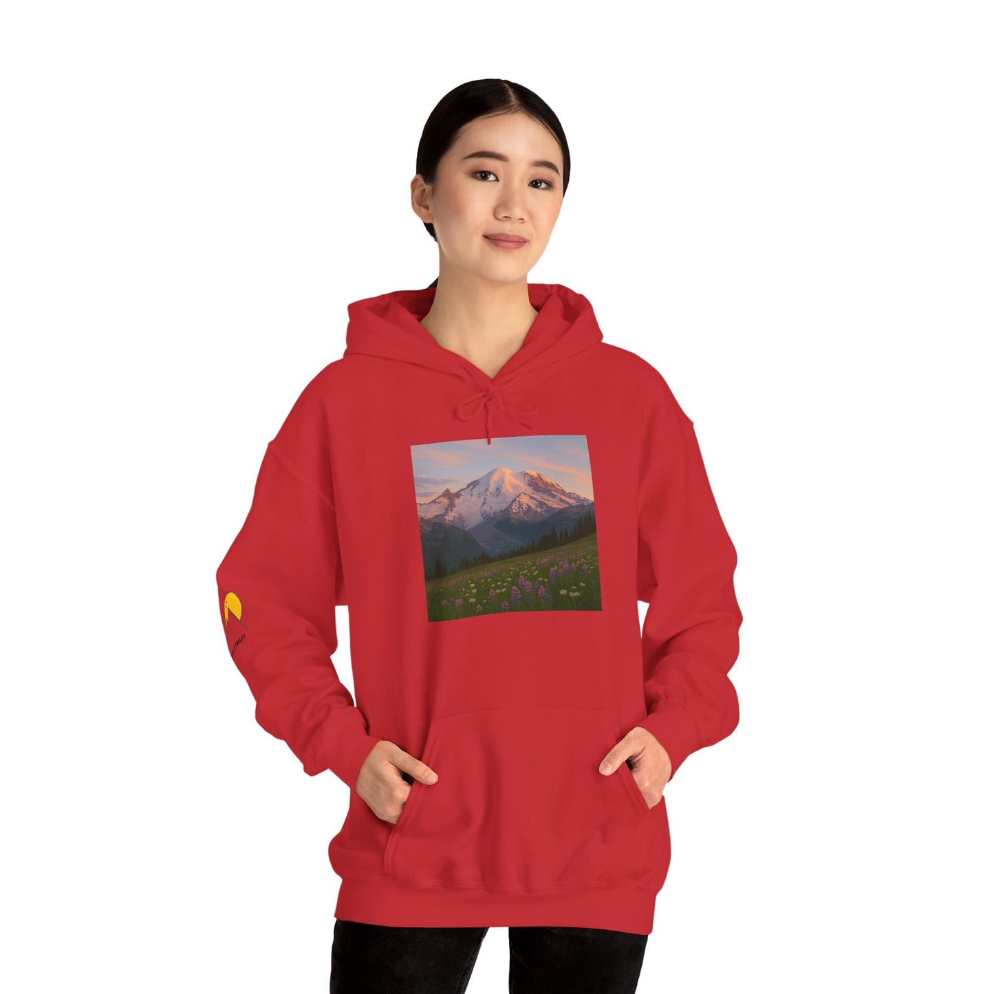 NOFLATMILES Rainier Bloom Hoodie – Gildan 18500 (Trailhead Cozy)