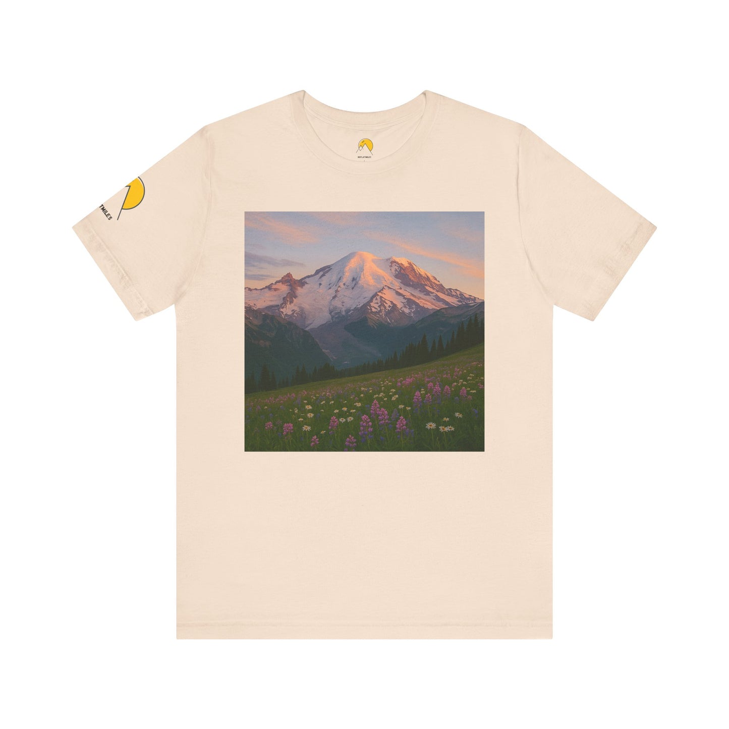 NOFLATMILES Rainier Bloom Tee – Bella+Canvas 3001 (Alpenglow Edition)