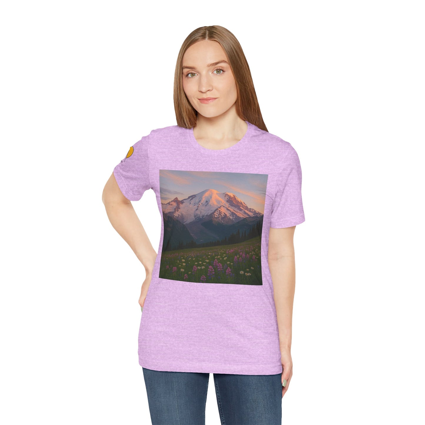 NOFLATMILES Rainier Bloom Tee – Bella+Canvas 3001 (Alpenglow Edition)