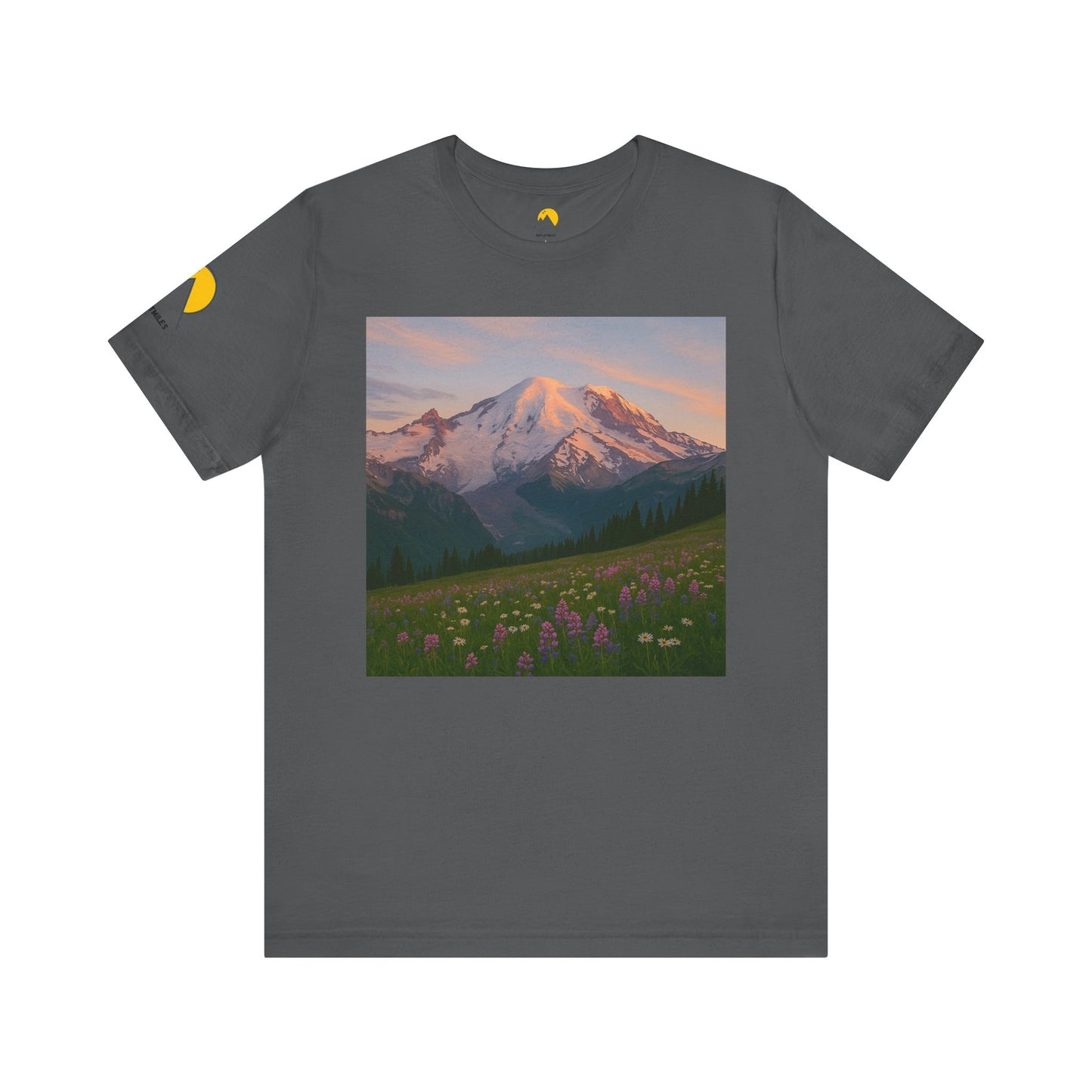 NOFLATMILES Rainier Bloom Tee – Bella+Canvas 3001 (Alpenglow Edition)