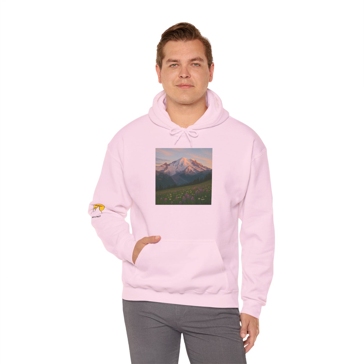 NOFLATMILES Rainier Bloom Hoodie – Gildan 18500 (Trailhead Cozy)