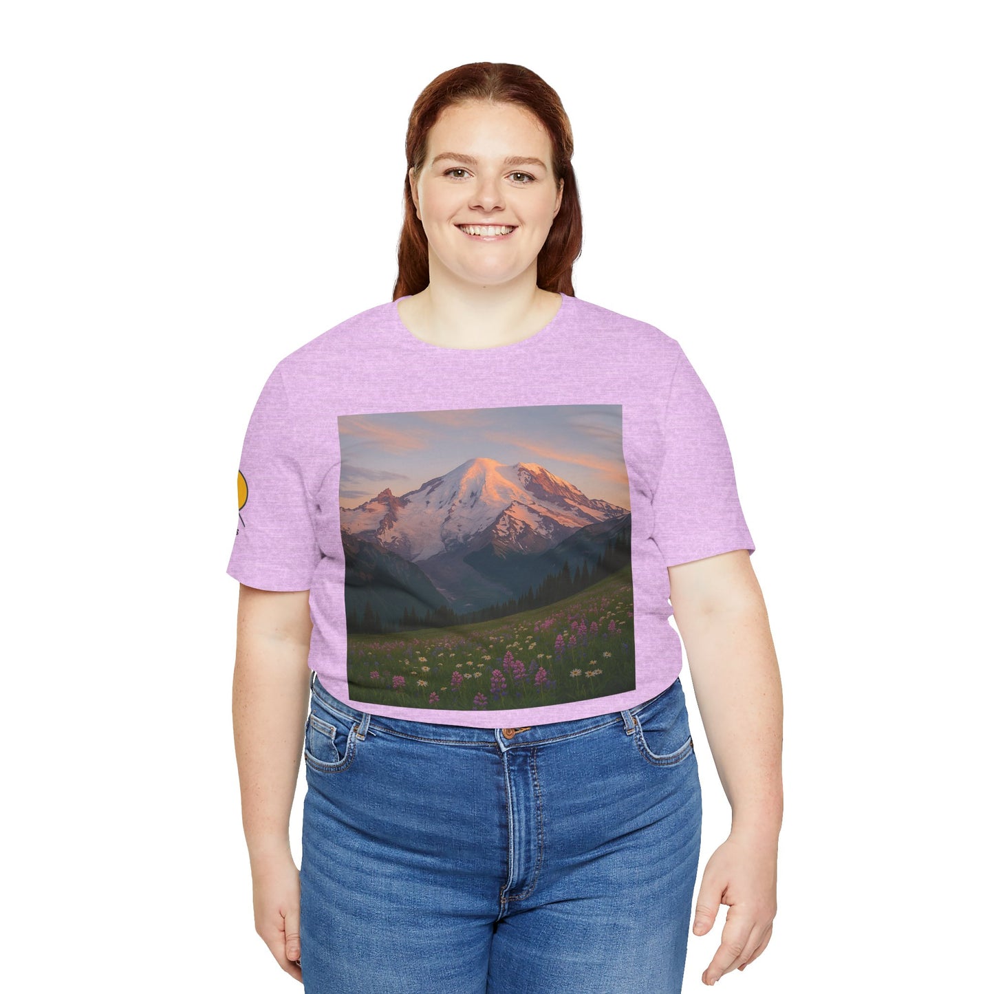 NOFLATMILES Rainier Bloom Tee – Bella+Canvas 3001 (Alpenglow Edition)