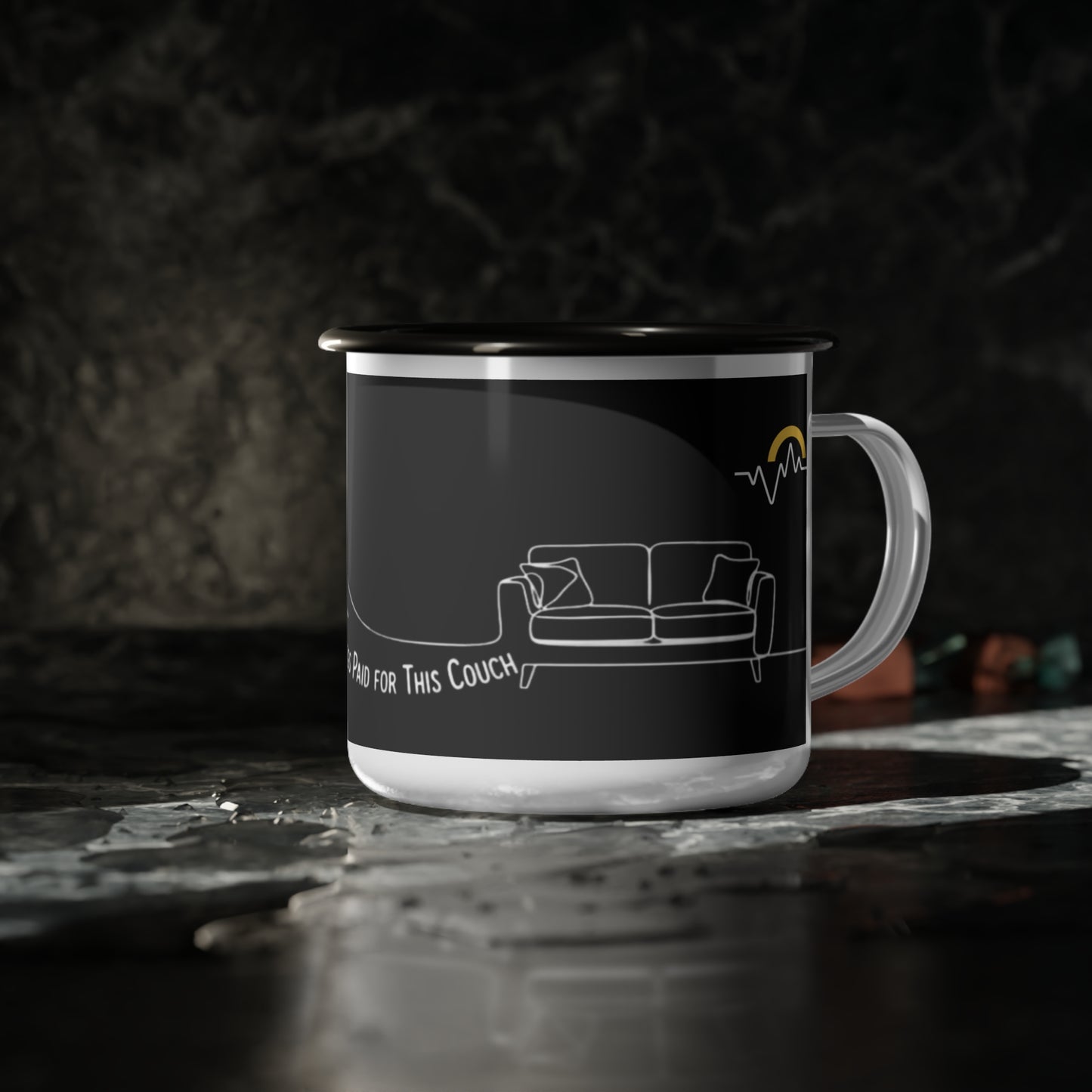 These Legs Paid for This Couch Enamel Mug | Funny Trail Camp Mug | NOFLATMILES
