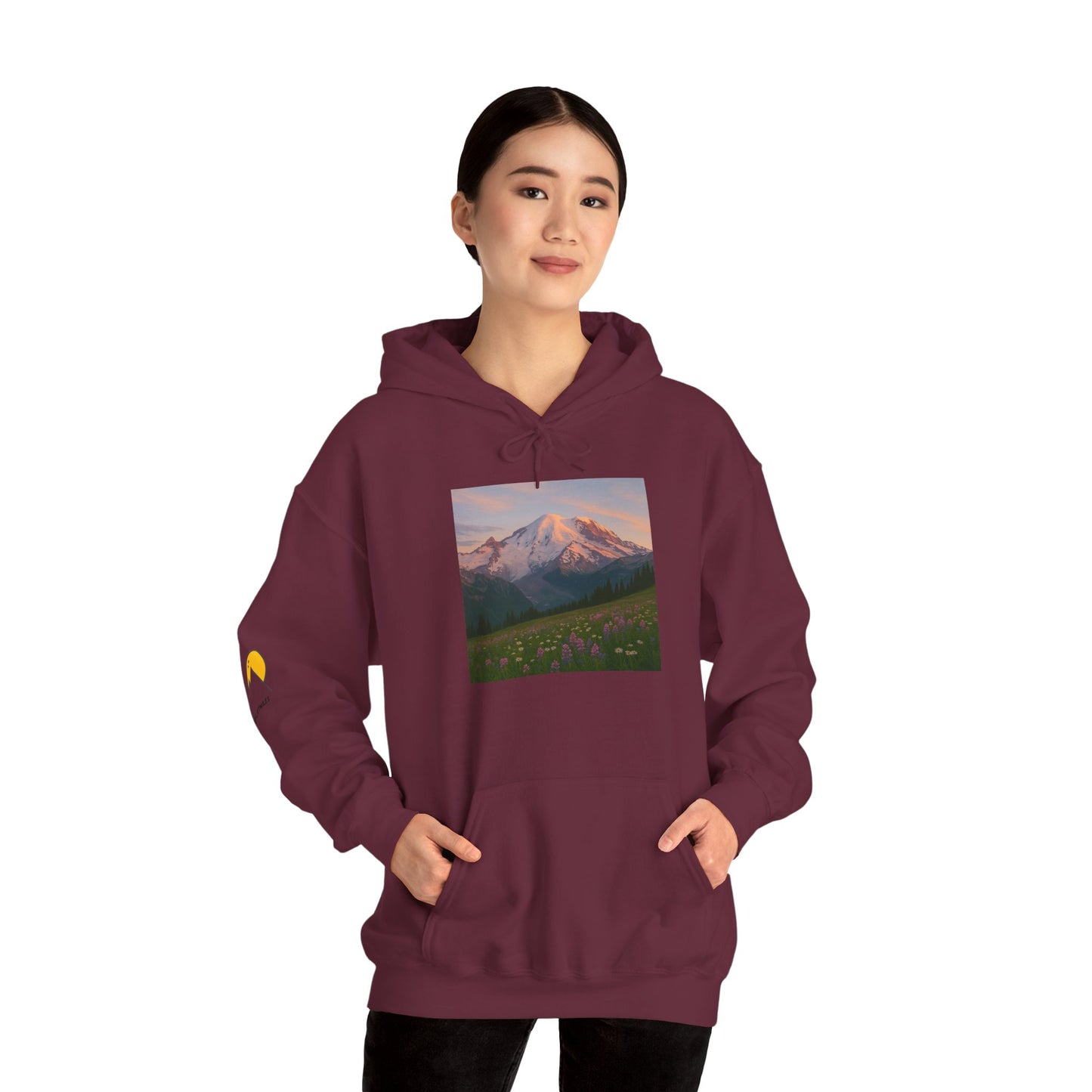 NOFLATMILES Rainier Bloom Hoodie – Gildan 18500 (Trailhead Cozy)