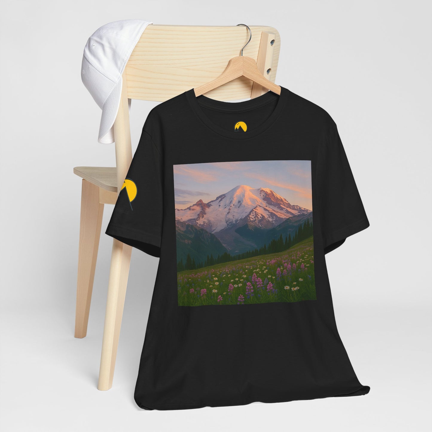 NOFLATMILES Rainier Bloom Tee – Bella+Canvas 3001 (Alpenglow Edition)