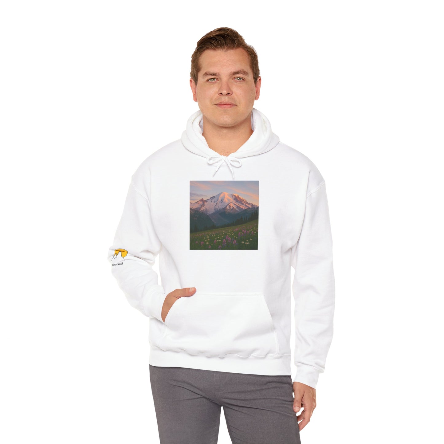 NOFLATMILES Rainier Bloom Hoodie – Gildan 18500 (Trailhead Cozy)