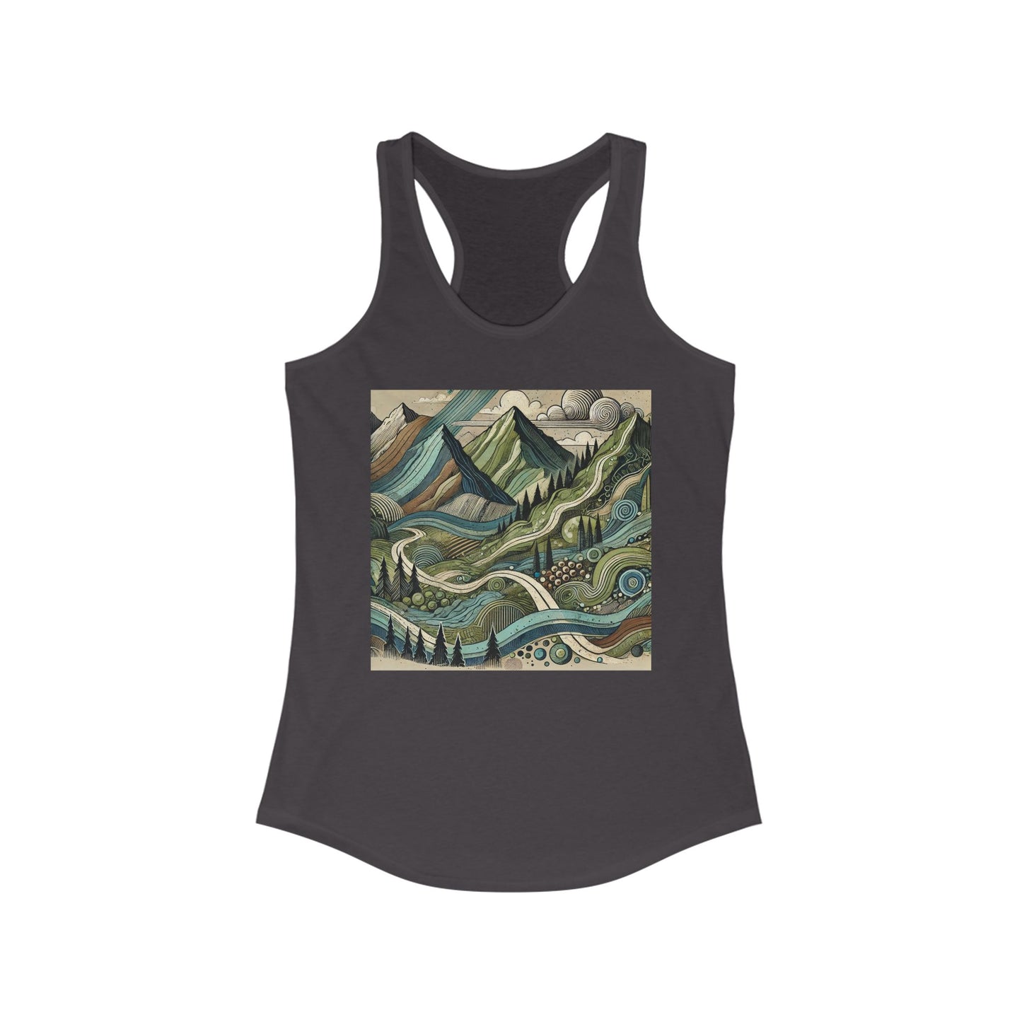 NOFLATMILES Whirlwind Peaks Women’s Racerback (Wind At Your Back)