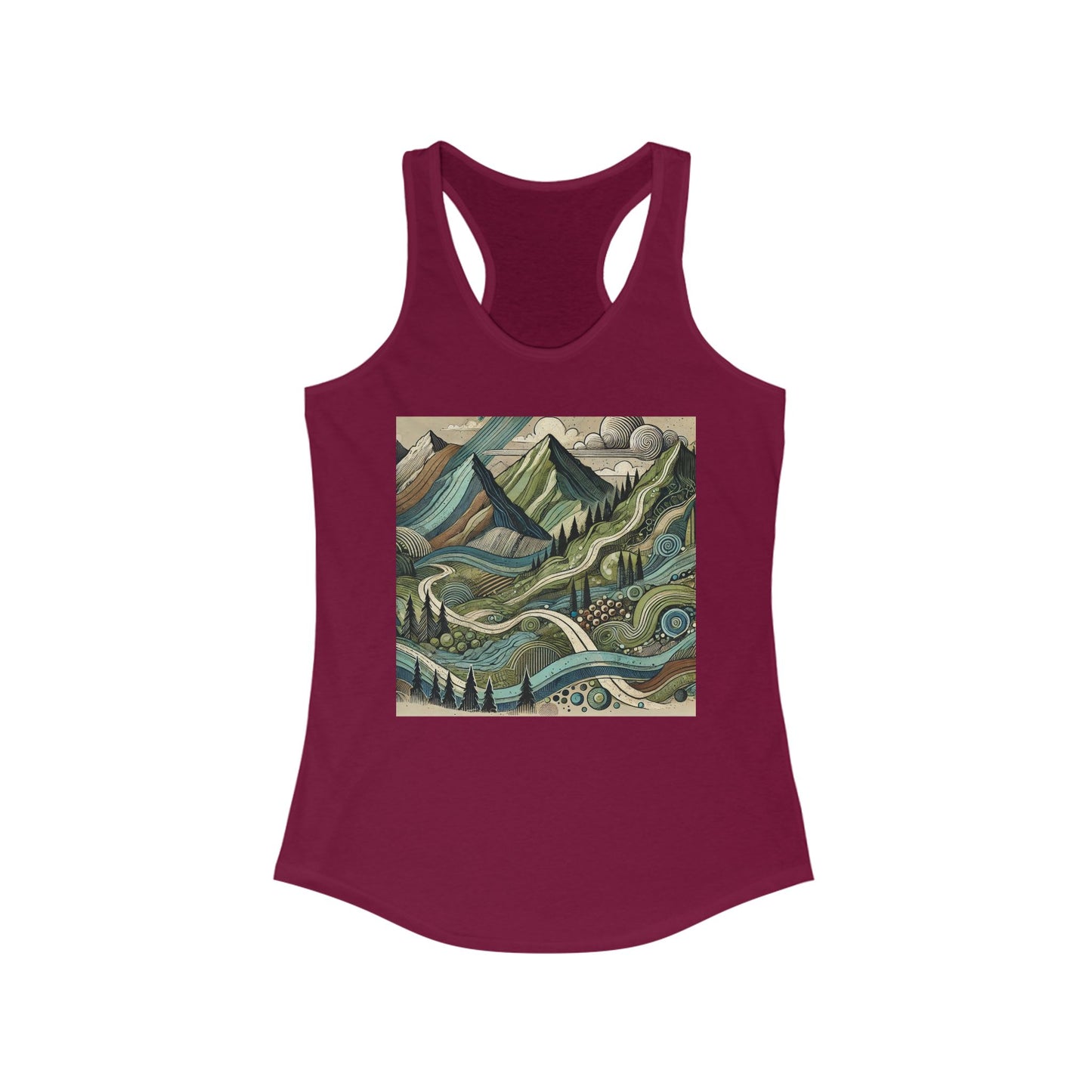 NOFLATMILES Whirlwind Peaks Women’s Racerback (Wind At Your Back)