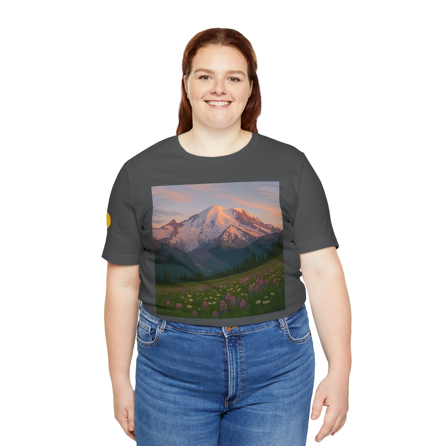 NOFLATMILES Rainier Bloom Tee – Bella+Canvas 3001 (Alpenglow Edition)