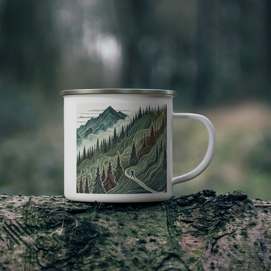 NOFLATMILES “Evergreen Flow” Enamel Camp Mug 12oz