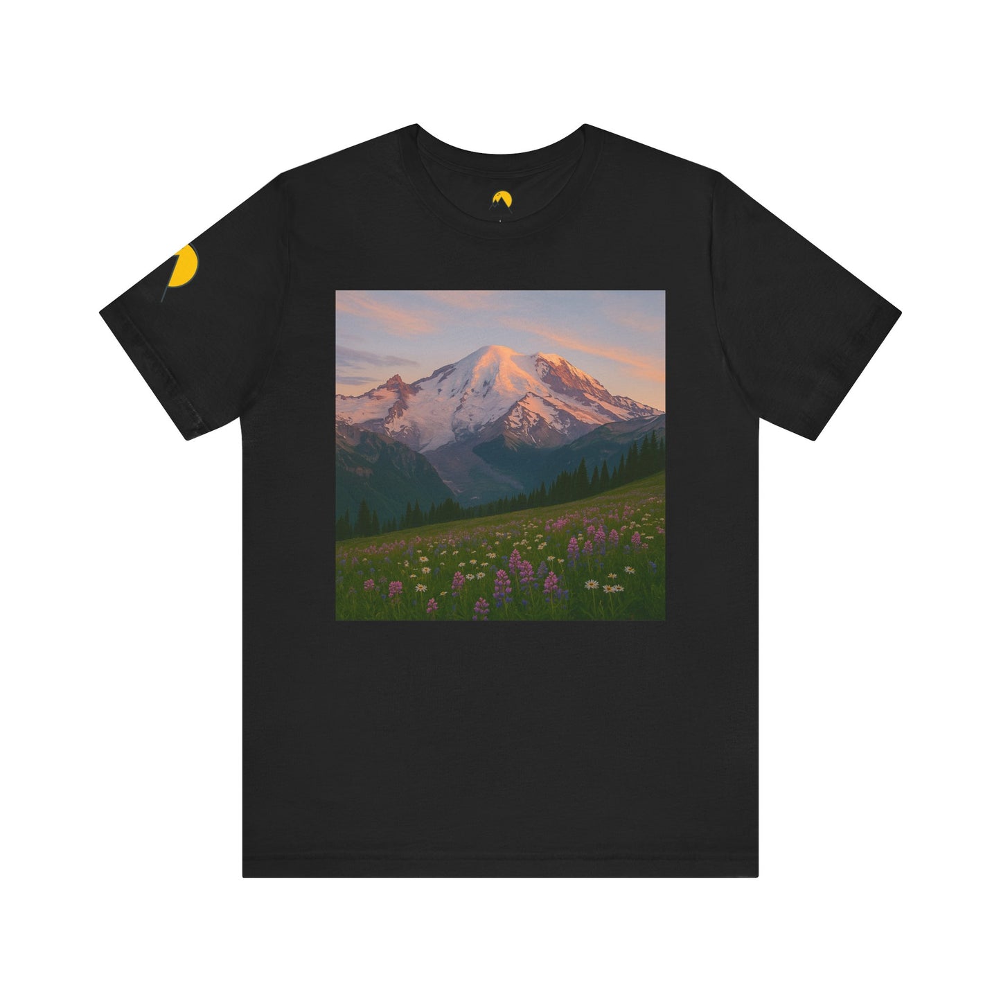 NOFLATMILES Rainier Bloom Tee – Bella+Canvas 3001 (Alpenglow Edition)