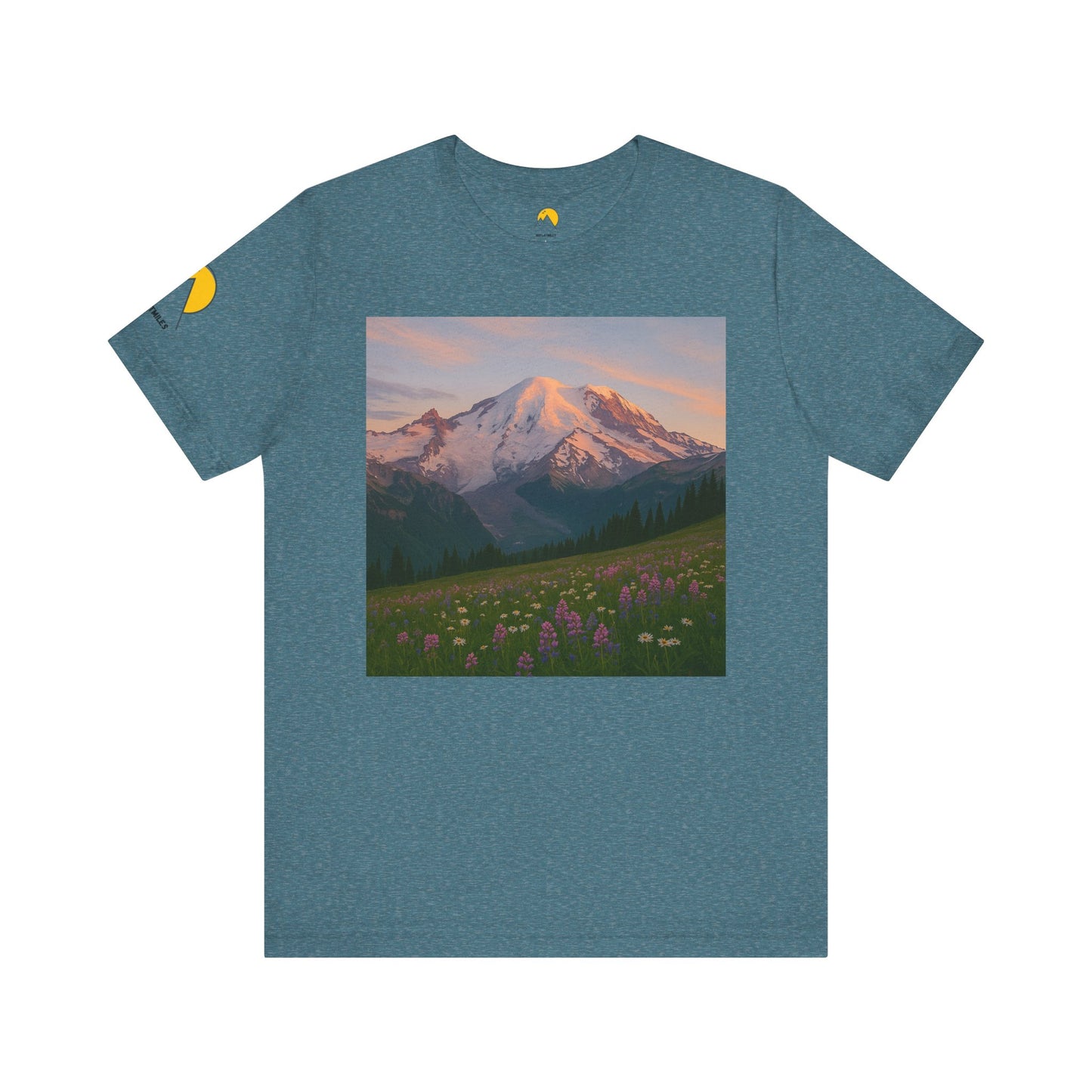 NOFLATMILES Rainier Bloom Tee – Bella+Canvas 3001 (Alpenglow Edition)