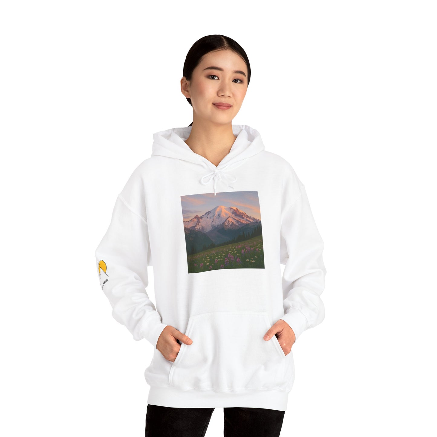 NOFLATMILES Rainier Bloom Hoodie – Gildan 18500 (Trailhead Cozy)