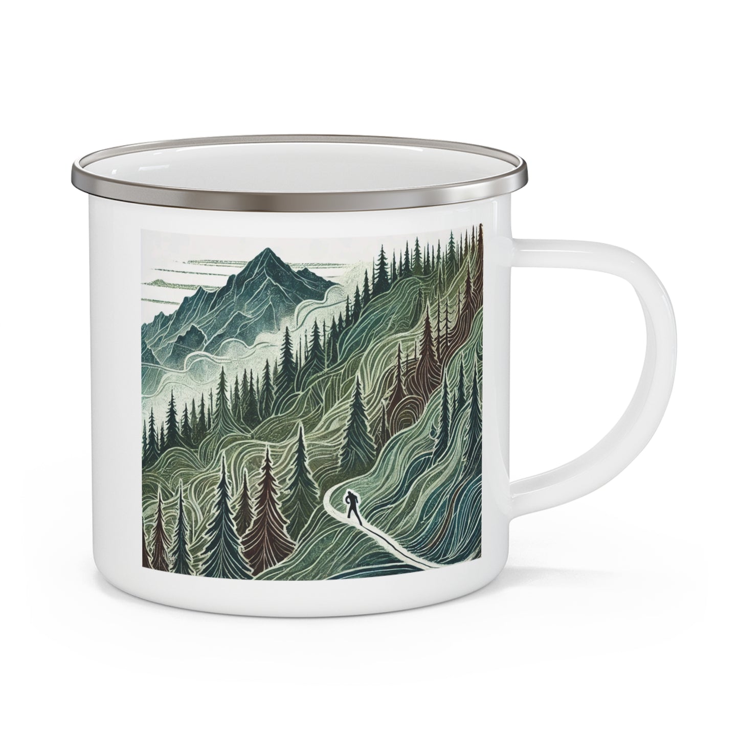NOFLATMILES “Evergreen Flow” Enamel Camp Mug 12oz