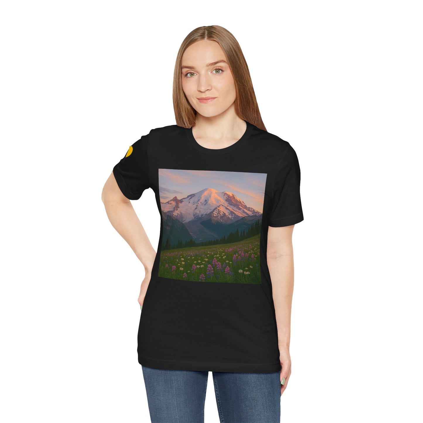 NOFLATMILES Rainier Bloom Tee – Bella+Canvas 3001 (Alpenglow Edition)