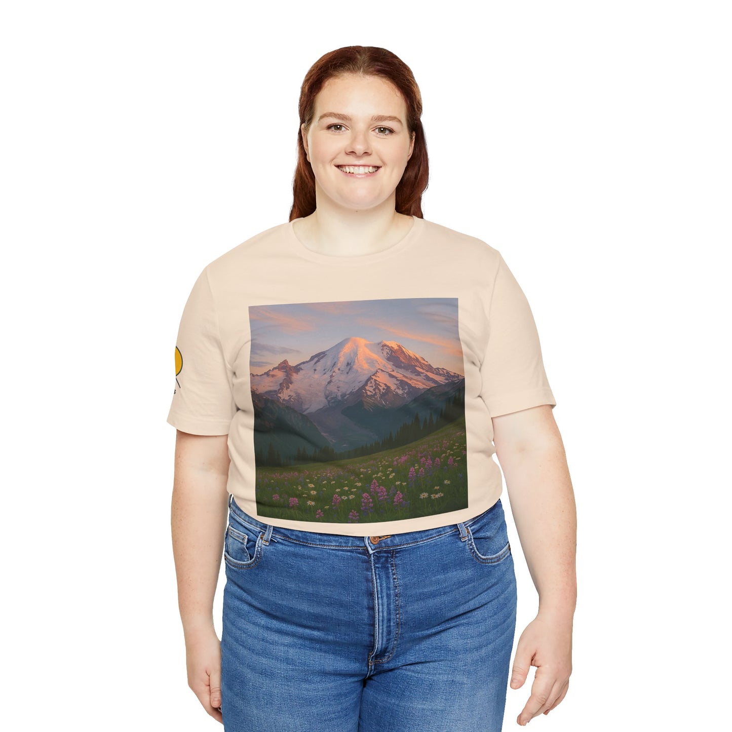 NOFLATMILES Rainier Bloom Tee – Bella+Canvas 3001 (Alpenglow Edition)