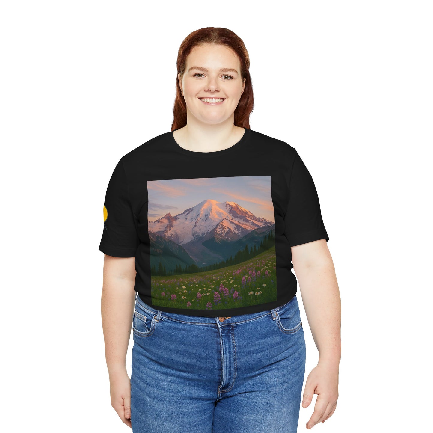 NOFLATMILES Rainier Bloom Tee – Bella+Canvas 3001 (Alpenglow Edition)