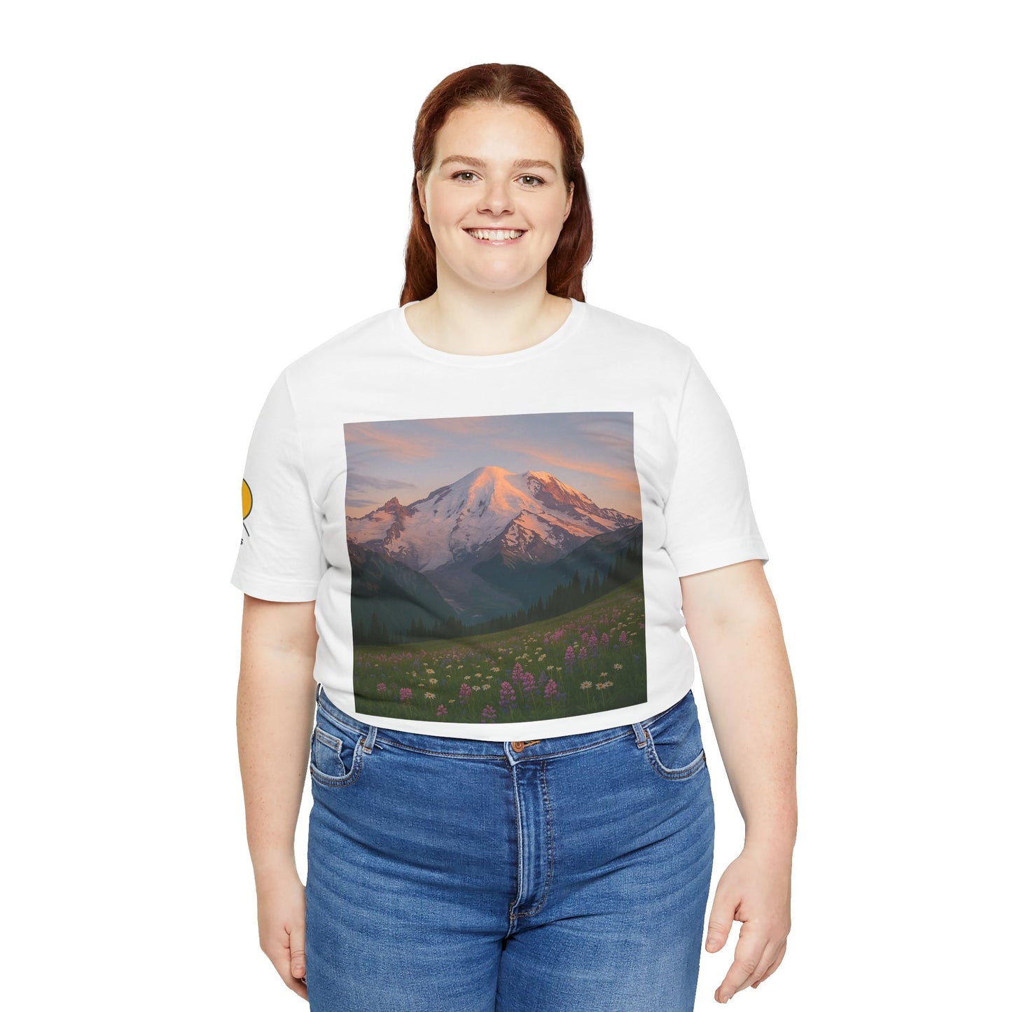 NOFLATMILES Rainier Bloom Tee – Bella+Canvas 3001 (Alpenglow Edition)