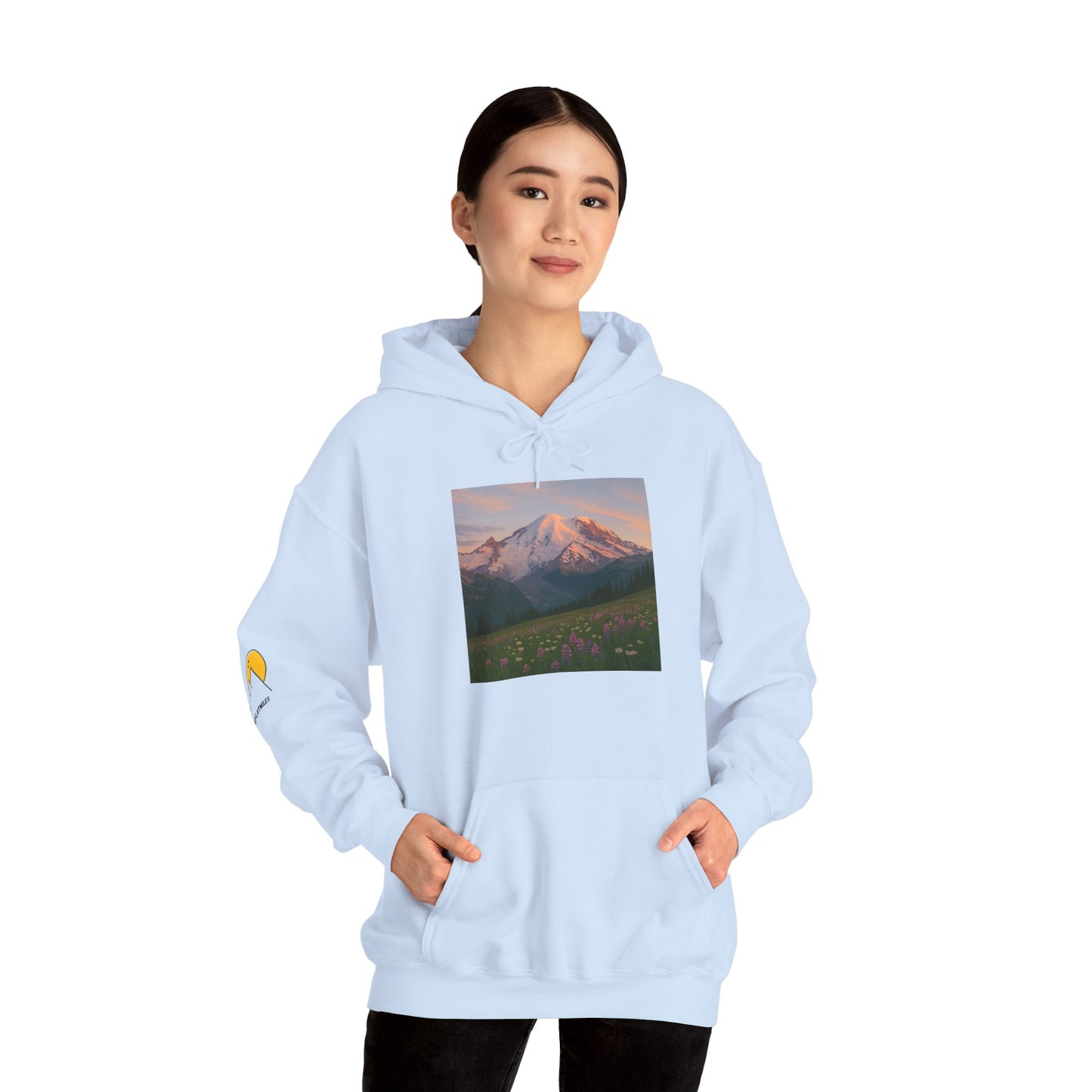 NOFLATMILES Rainier Bloom Hoodie – Gildan 18500 (Trailhead Cozy)